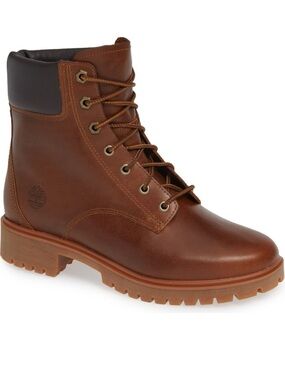 NWOB Timberland Jayne 6-Inch Waterproof Brown Leather Hiking Boots, Size 8.5